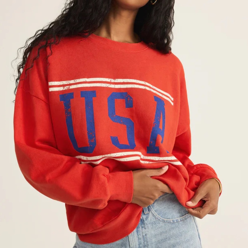 Z Supply USA Sunday Sweatshirt - Cabana Red - Picture 6 of 6